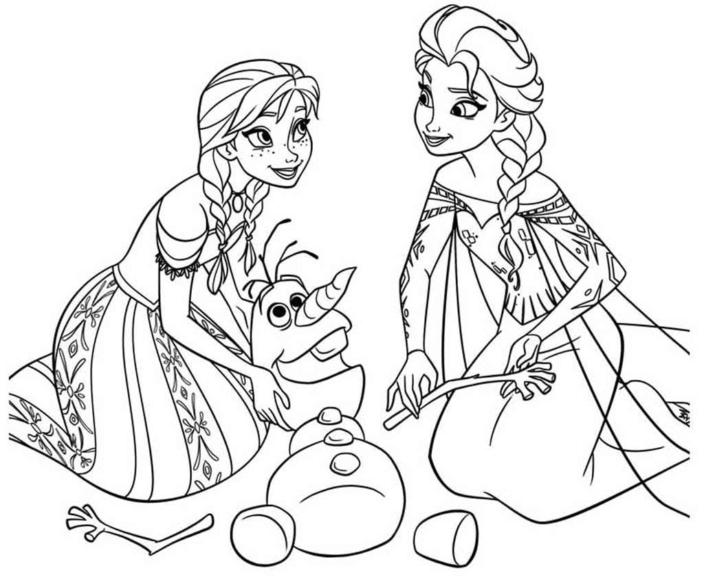 Раскраска принцессы Дисней Эльза и Анна